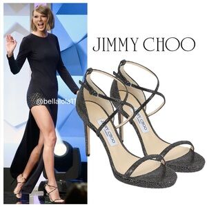 AUTHENTIC JIMMY CHOO GLITTERY BLACK HEELS